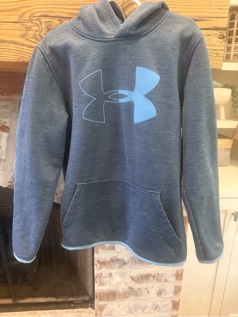 Under Armour Navy Hoodie with Light Blue Logo - Kids